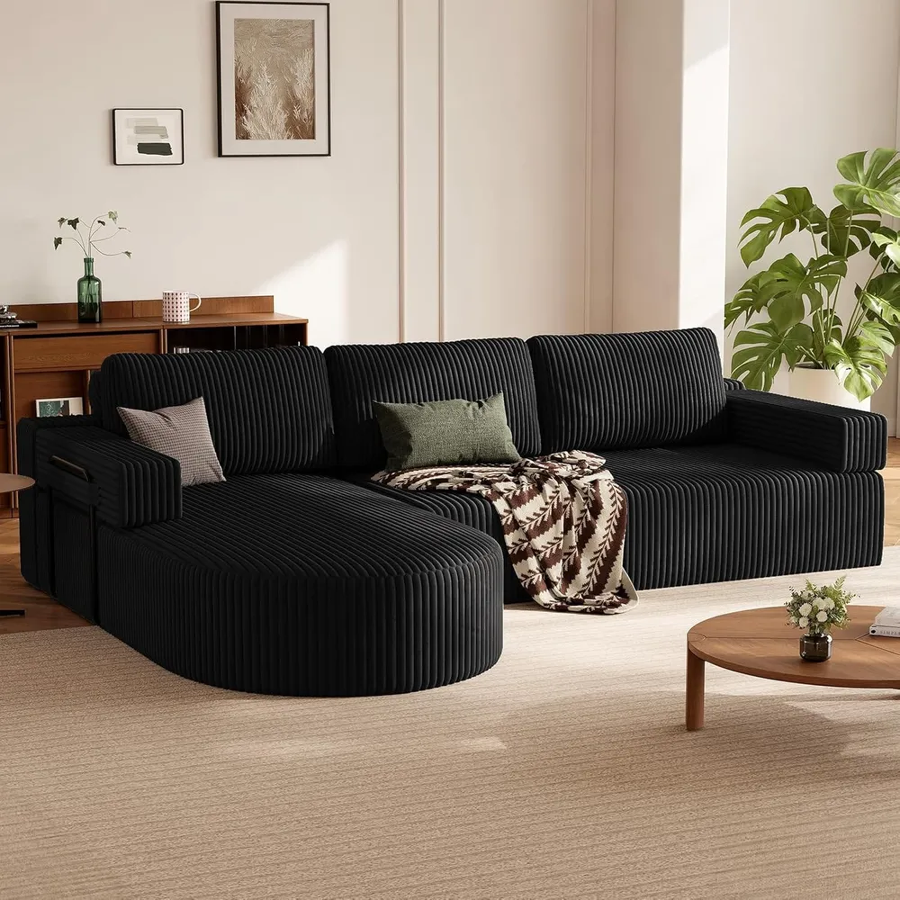LKutna sofa na razvlačenje za igranje i kućno kino | 175 x 265 x 73 cm | Kauč u obliku kostiju | Sjedalo 75 cm | Zaobljena...