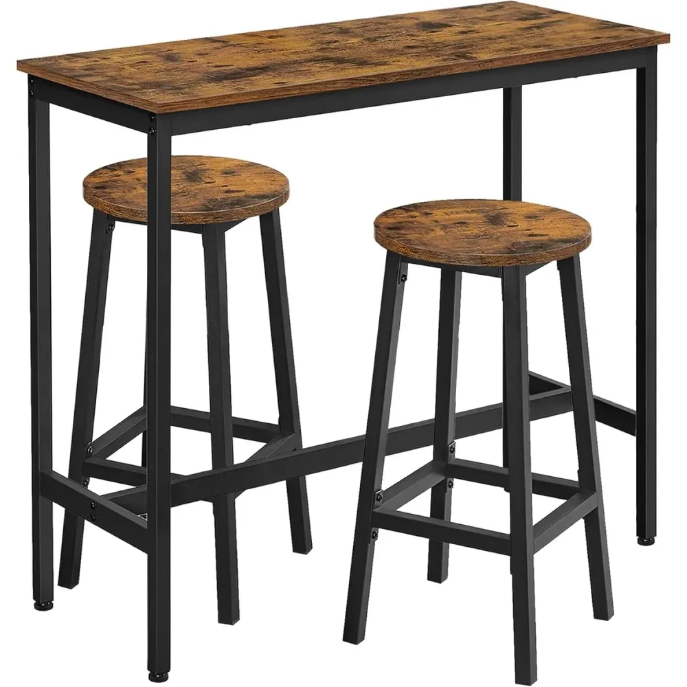 Set blagovaonskog namještaja, barski stol i stolice, 100x40cm, rustikalno smeđ i crna