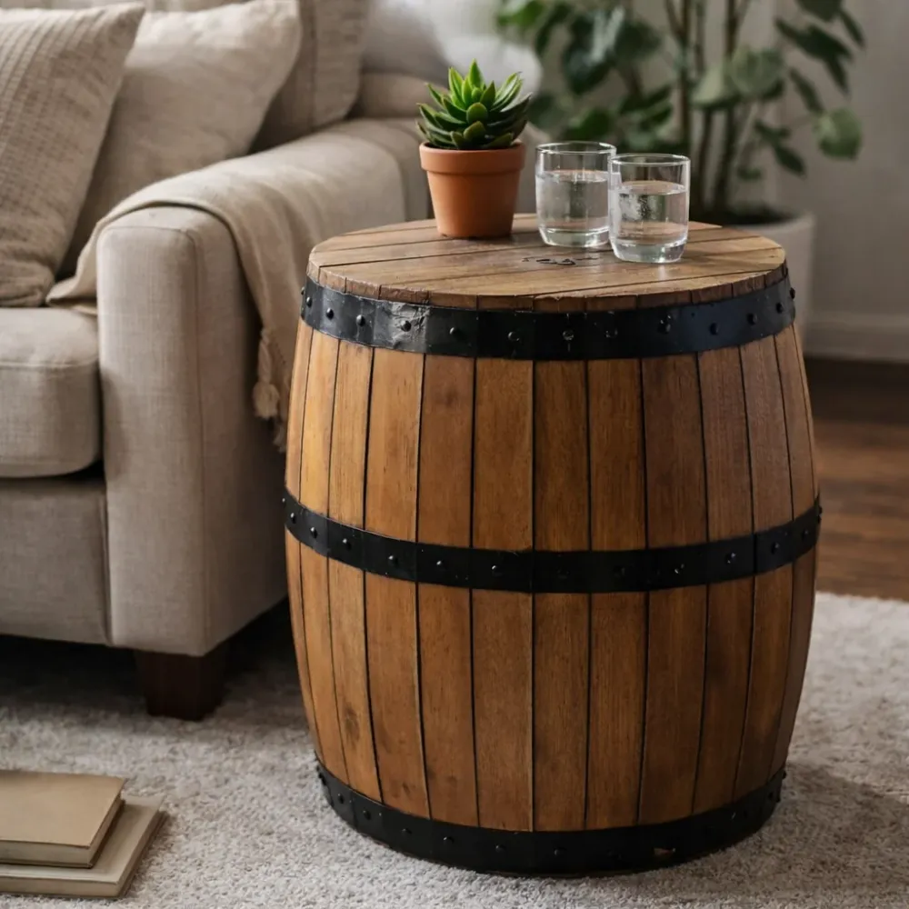 Stolica za bačvu piva i stalak za suncobran – prirodno drvo 38 x 32 cm