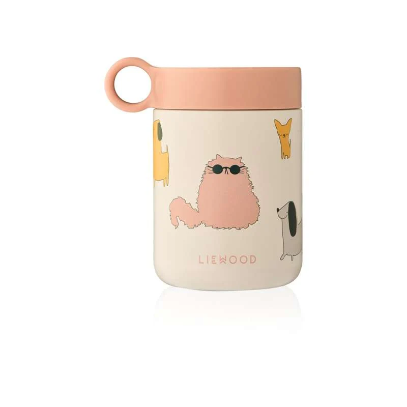 Liewood Kiani Decorated Food Jar - Cats and Dogs/Sandy