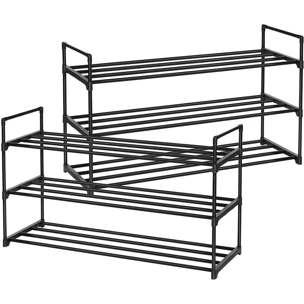 set za odlaganje cipela s 3 nivoa (2 kom) 30 x 92 x 54 cm, crna