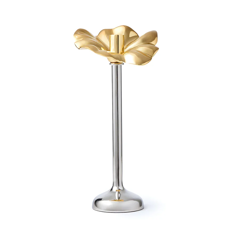 13" 2-Tone Flower Candle Holder