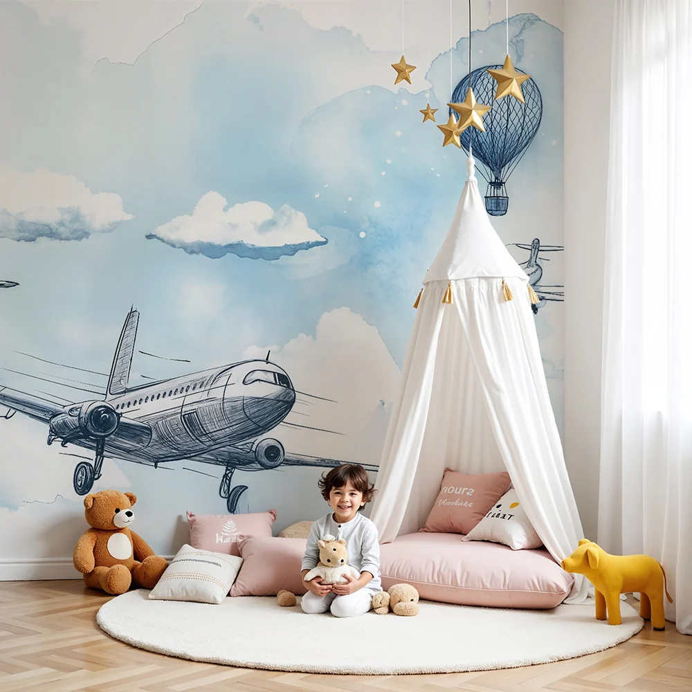 Avion i balon tapeta | Zračni i zabavni dizajn
