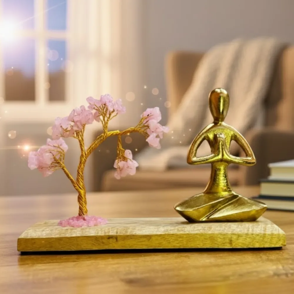 Bonsai stablo od ružičastog kvarca figura Namaste 100 čipova