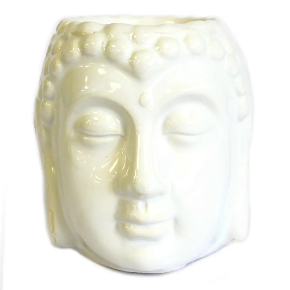 Buddha glava držč za čajnu svijeću i ulje, bijela keramika
