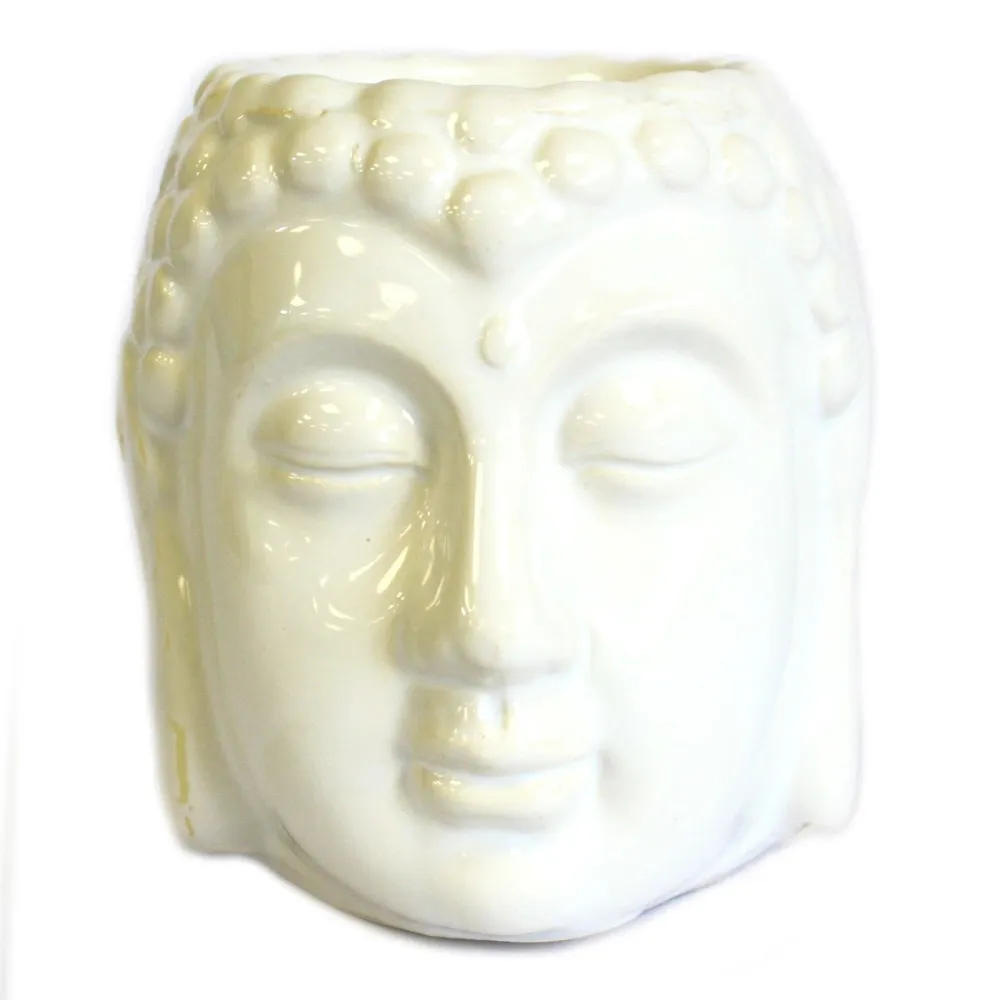 Buddha glava držč za čajnu svijeću i ulje, bijela keramika
