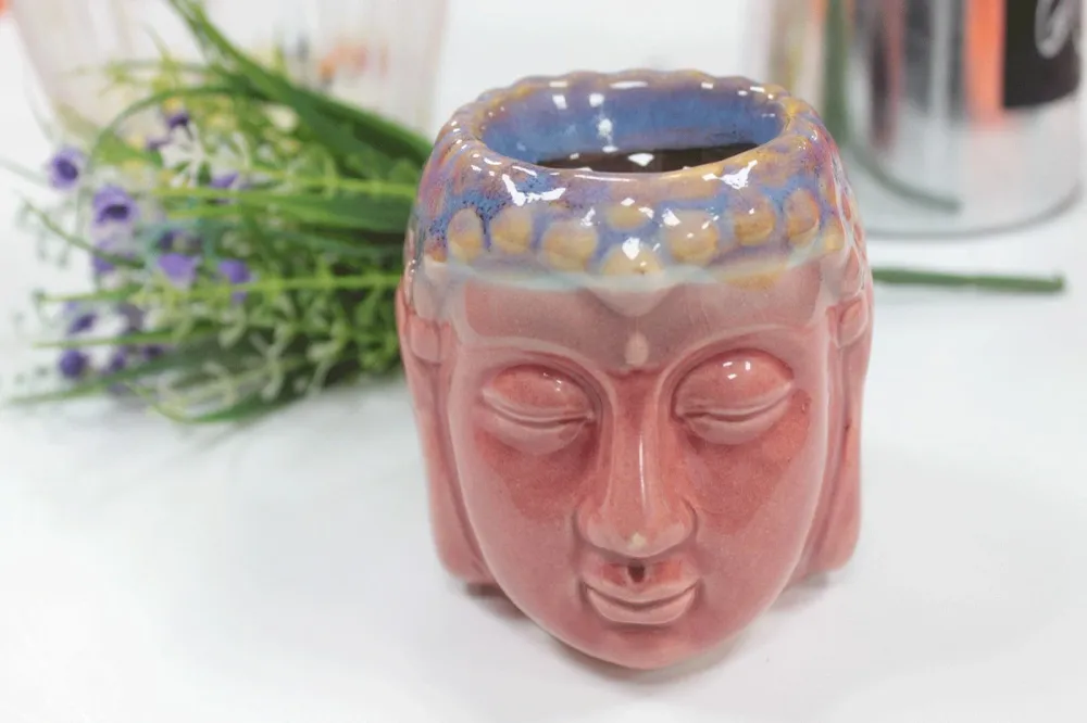 Buddha svijećnjak za ulje, ruž i tirkizna