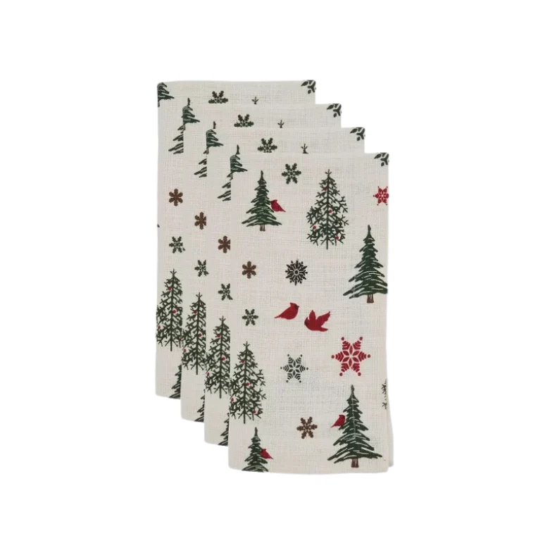 Christmas Tree Napkin Ivory 20", Set 4