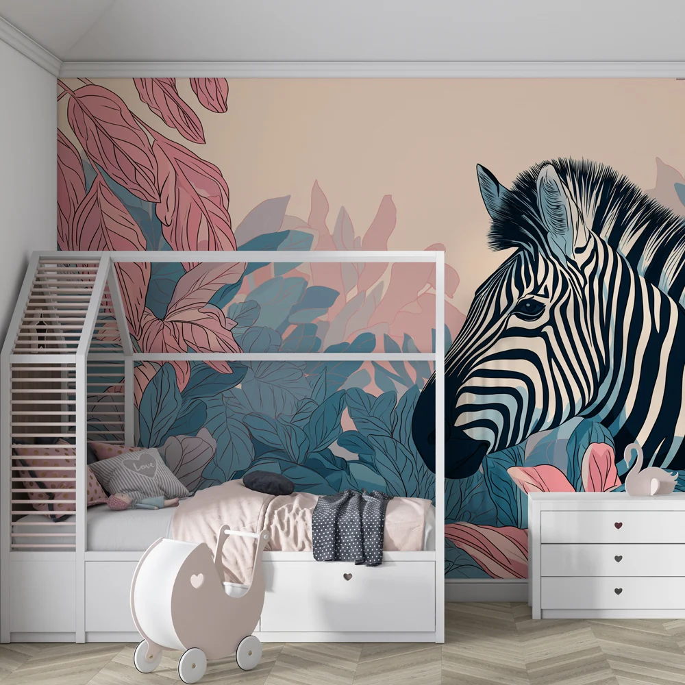 Dječja soba tapeta | Elegantni zebra usred džungle