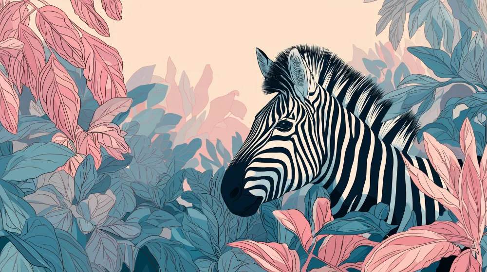 Dječja soba tapeta | Elegantni zebra usred džungle