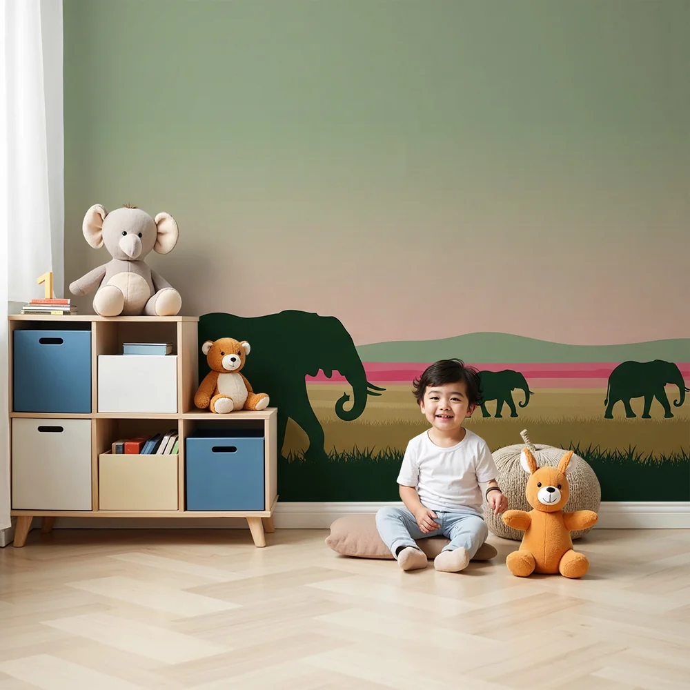 Dječja soba tapeta | Elegatni slonovi u savani