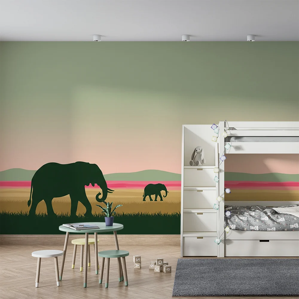 Dječja soba tapeta | Elegatni slonovi u savani