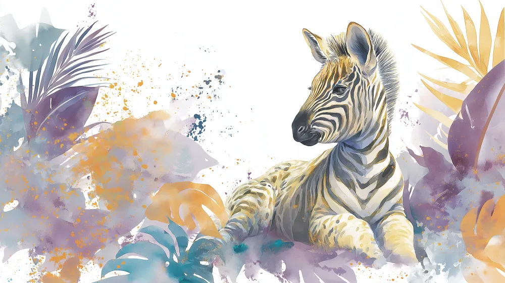 Dječja soba tapeta | Ljupki zebra i šarena džungla