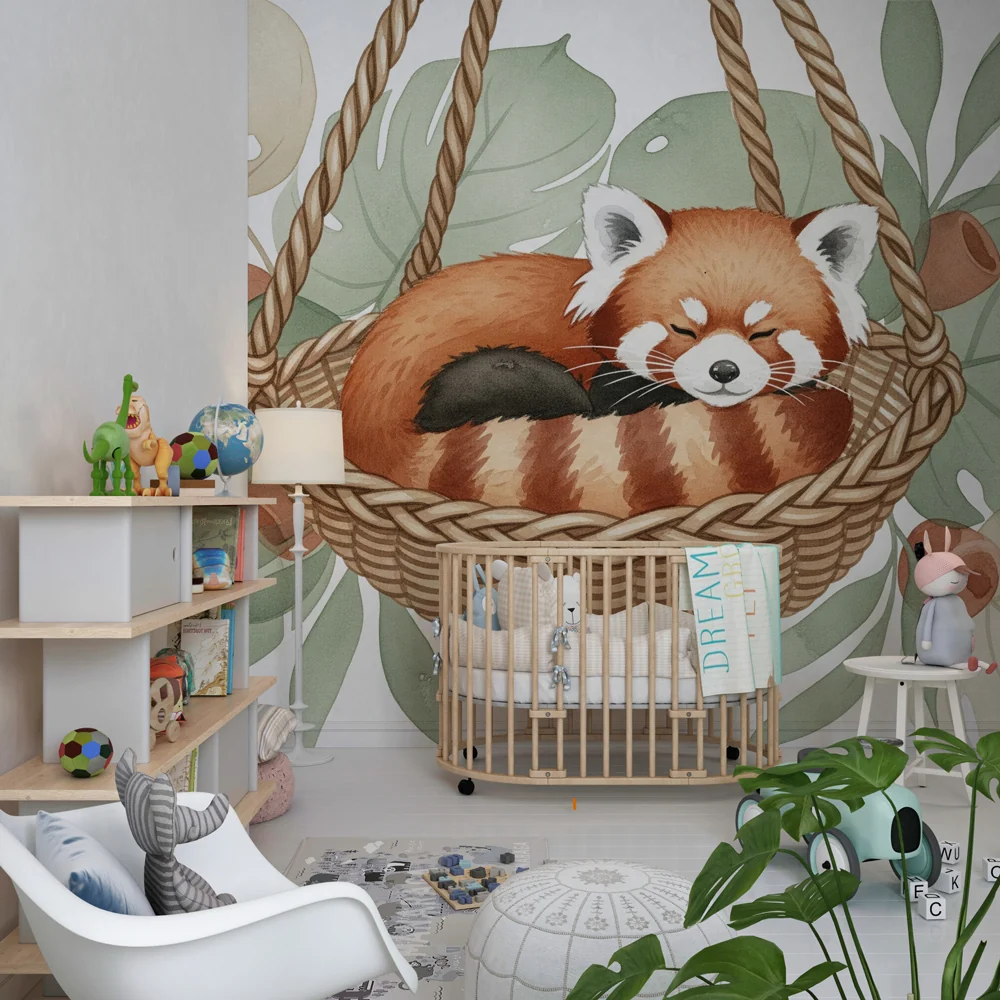 Dječja soba tapeta | Miran crveni panda u hamaku
