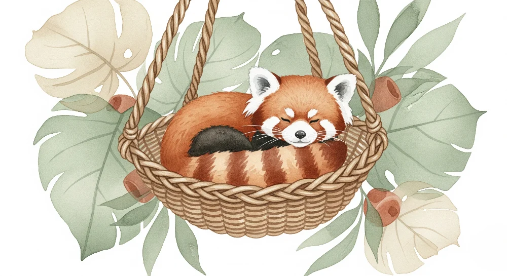Dječja soba tapeta | Miran crveni panda u hamaku