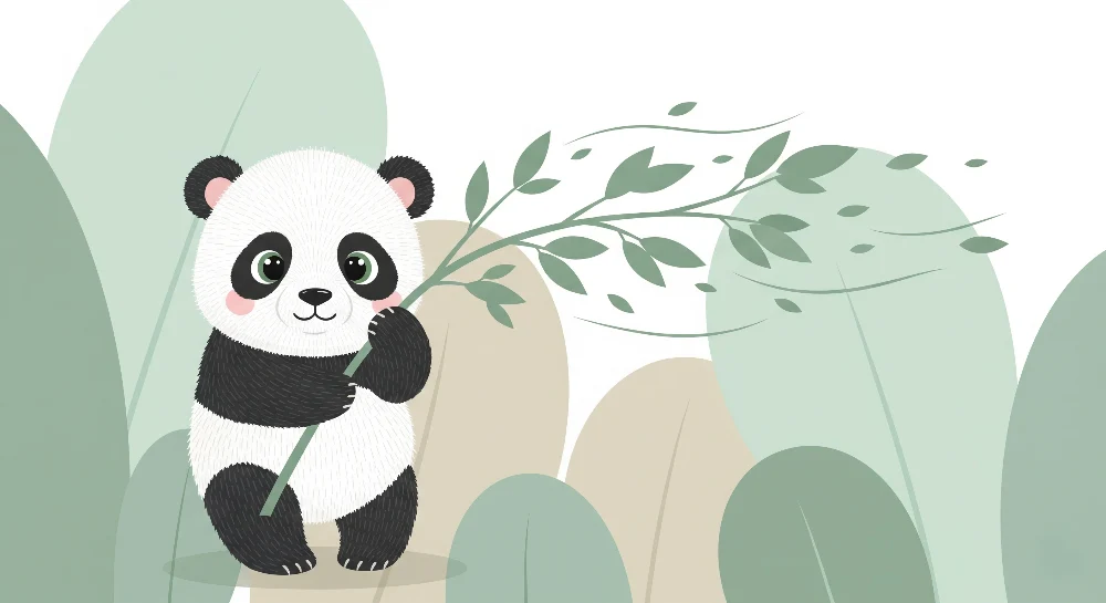 Dječja soba tapeta | Panda igrač među lišćem