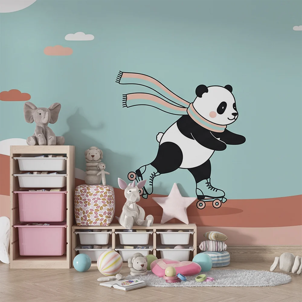 Dječja soba tapeta | Panda patiner na rolerima