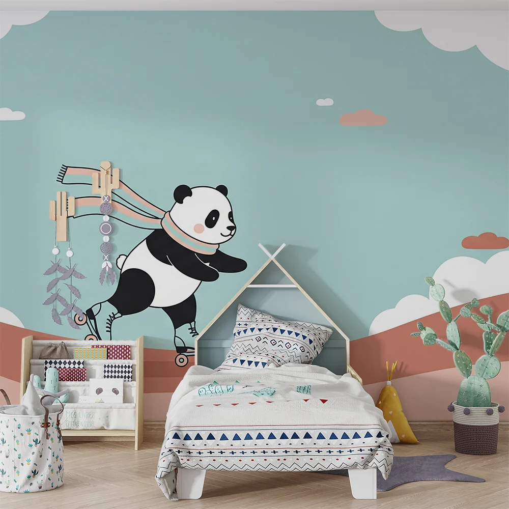 Dječja soba tapeta | Panda patiner na rolerima