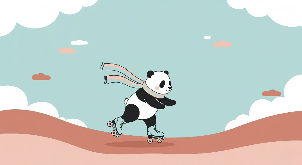 Dječja soba tapeta | Panda patiner na rolerima