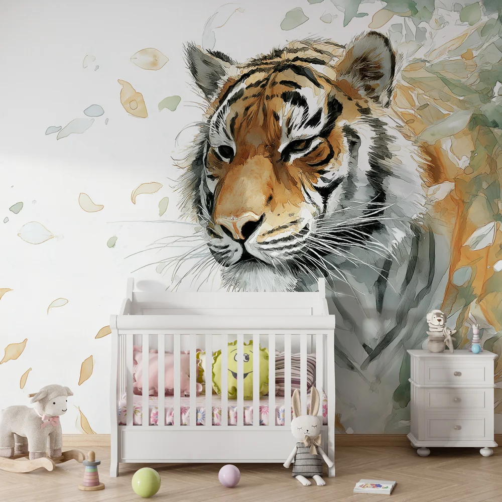 Dječja soba tapeta | Prijestolni tigar usred prirode