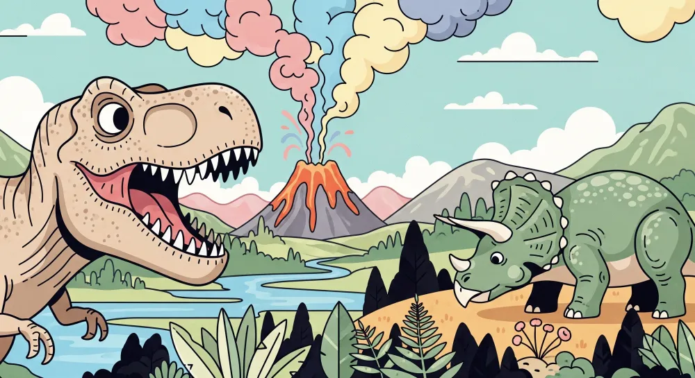 Dječja soba tapeta | T Rex i višenamjenski vulkan