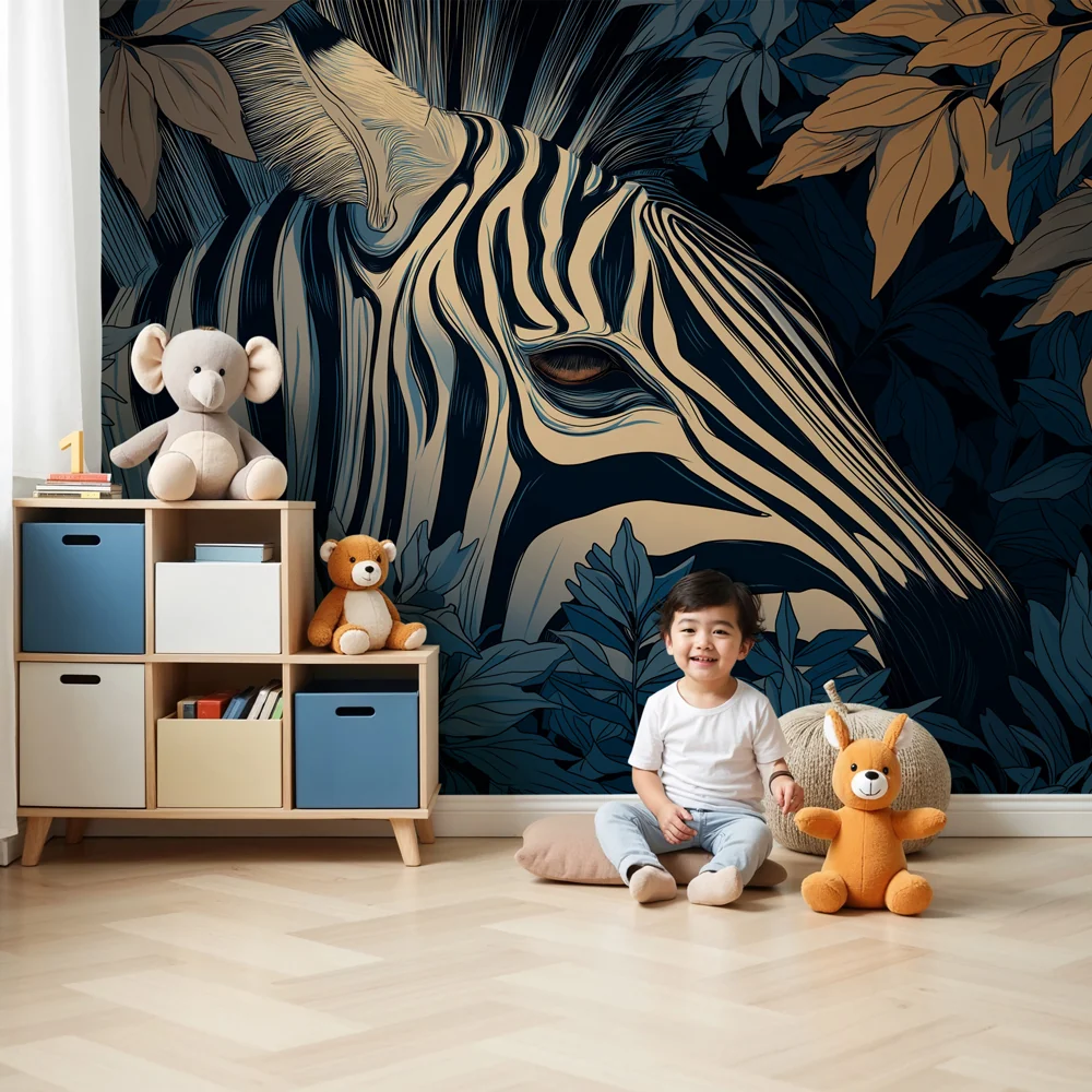 Dječja soba tapeta | Skriveni zebra u džungli