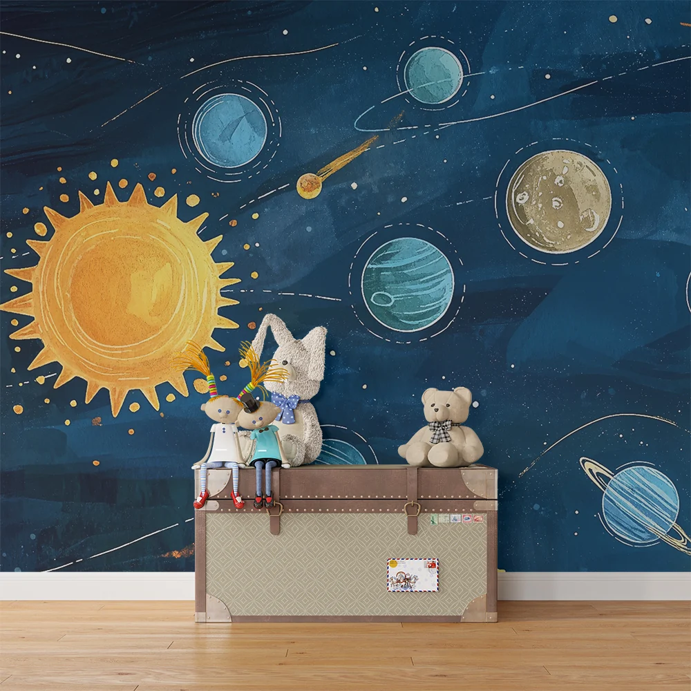 Dječja soba tapeta | Svemirsko istraživanje i šarene planete