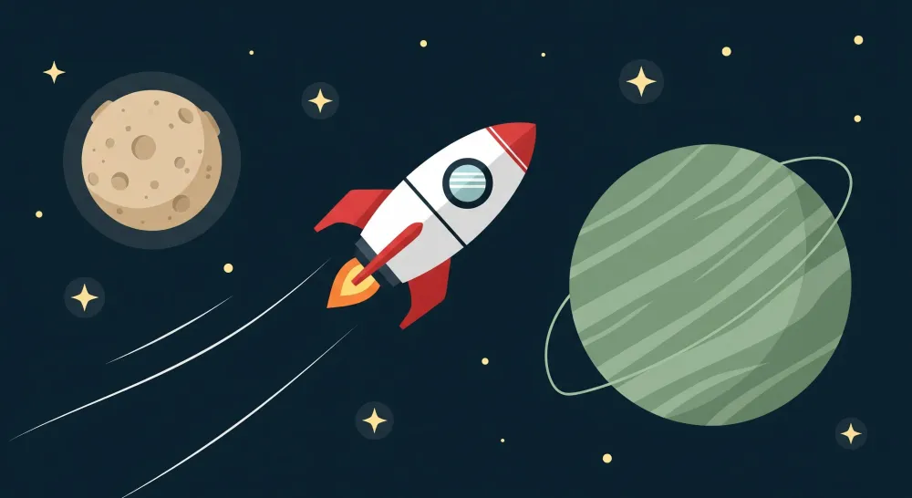 Dječja soba tapeta | Svemirsko istraživanje s raketom i planetima