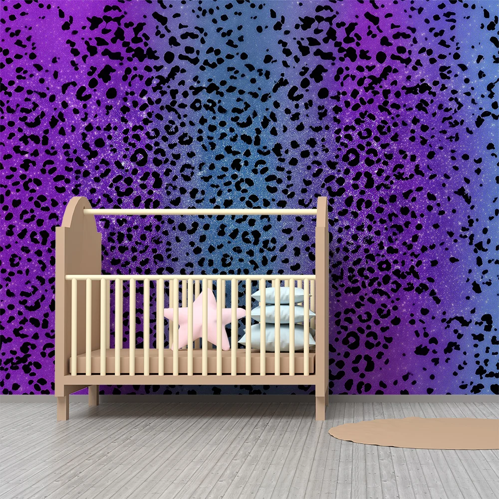 Dječja soba tapeta | Violet i plavi leopard uzorak