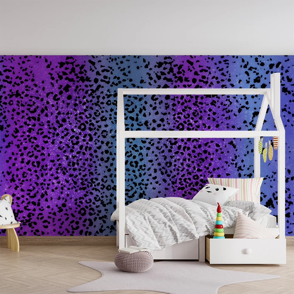 Dječja soba tapeta | Violet i plavi leopard uzorak