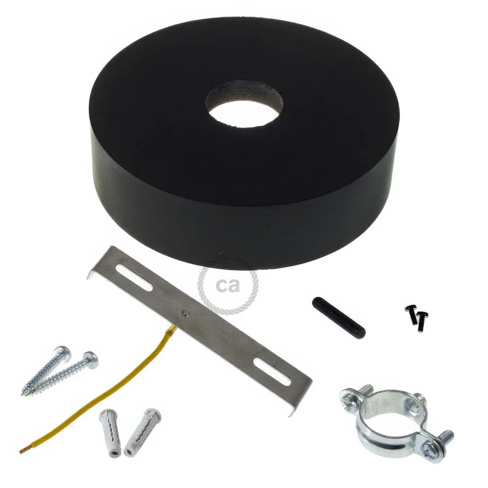 Drveni kit stropne rozete za kabel 3XL - Crna