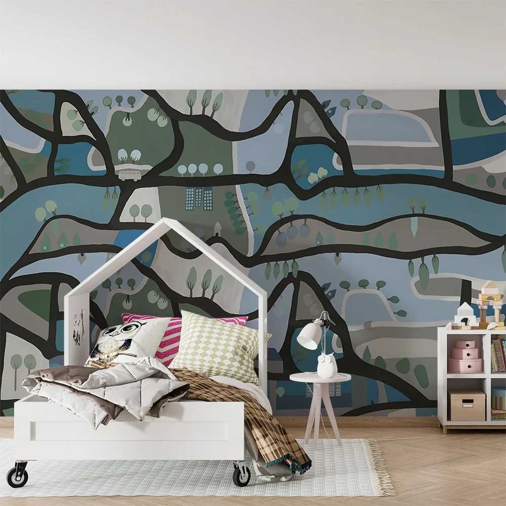 Kids room wallpaper | Abstract map