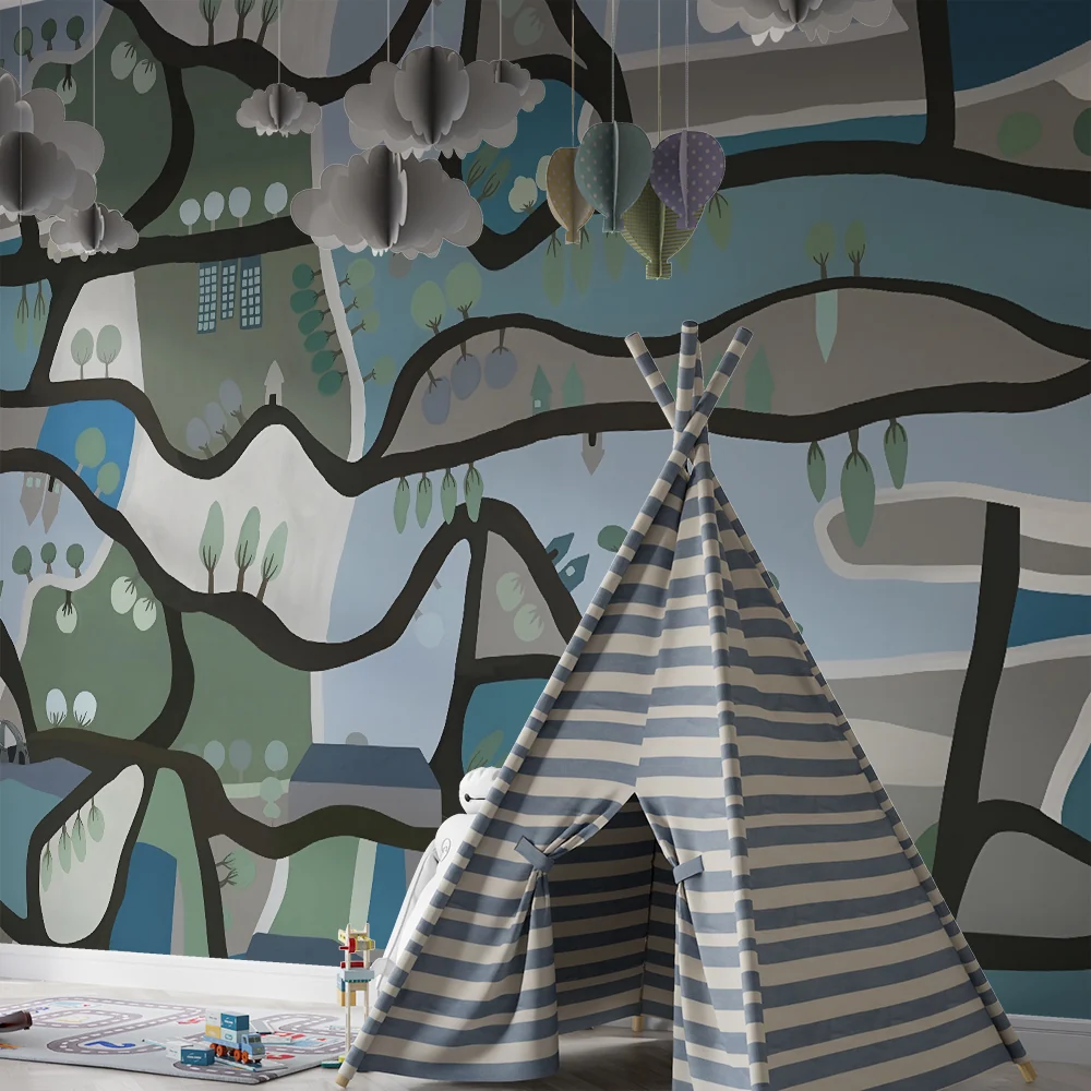Kids room wallpaper | Abstract map