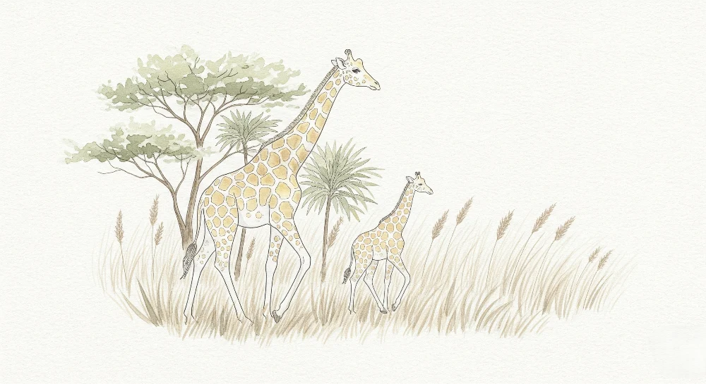 Kids room wallpaper | Giraffes and gentle savanna