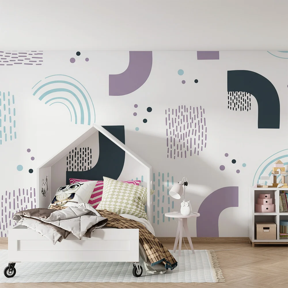 Kids room wallpaper | Modern geometric patterns pastel colors