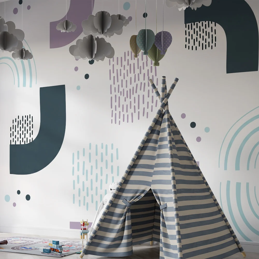 Kids room wallpaper | Modern geometric patterns pastel colors