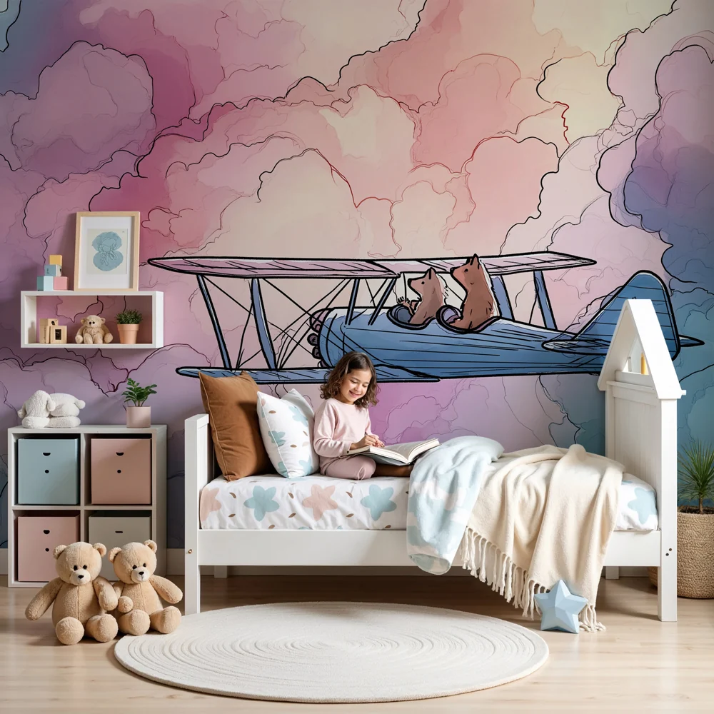 Kinderzimmer Tapete | Abenteuer den Wolken