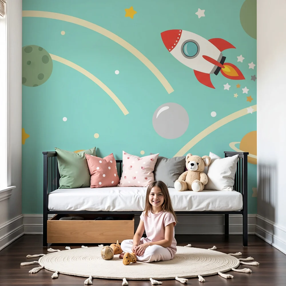 Kinderzimmer Tapete | Astronauten und Galaxien
