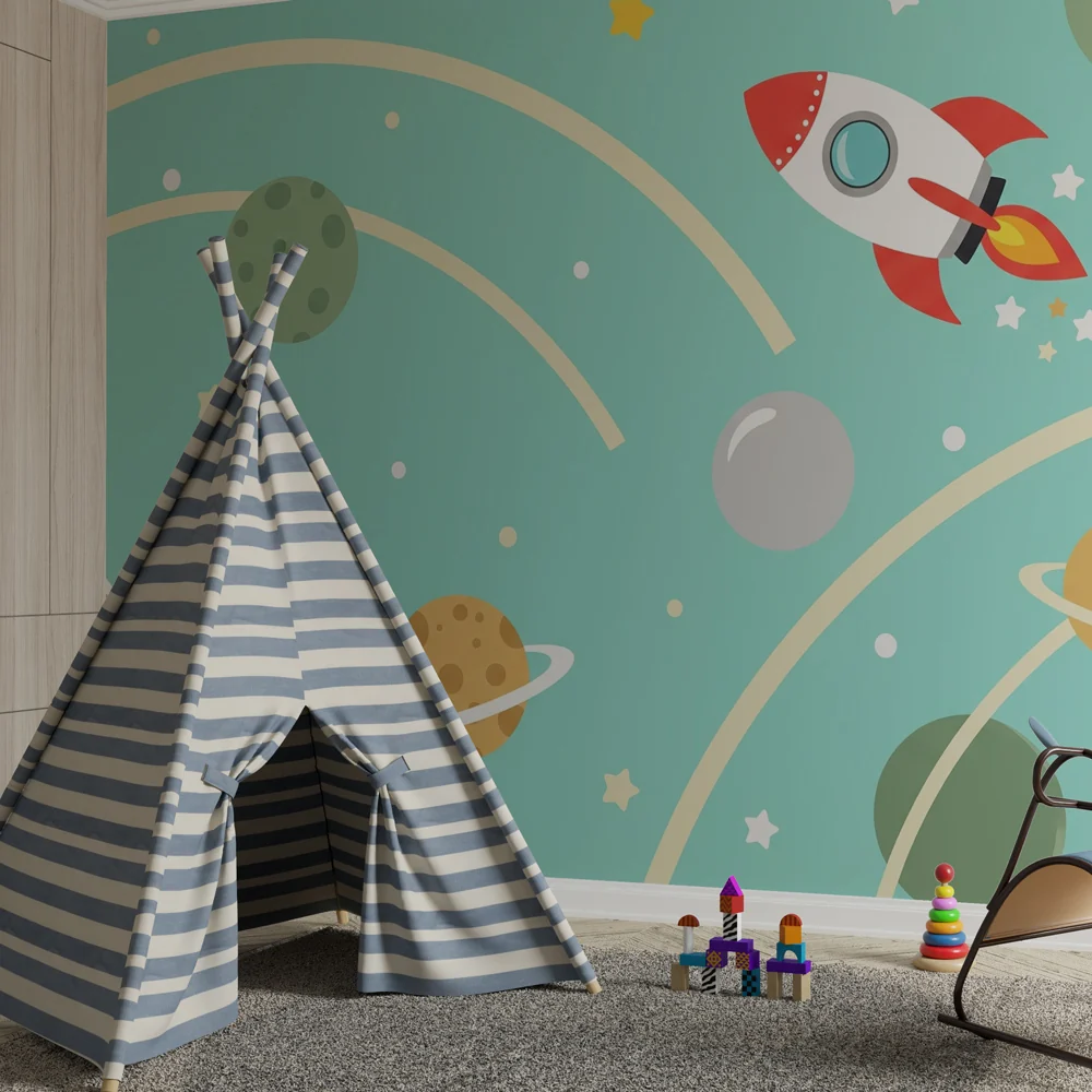 Kinderzimmer Tapete | Astronauten und Galaxien