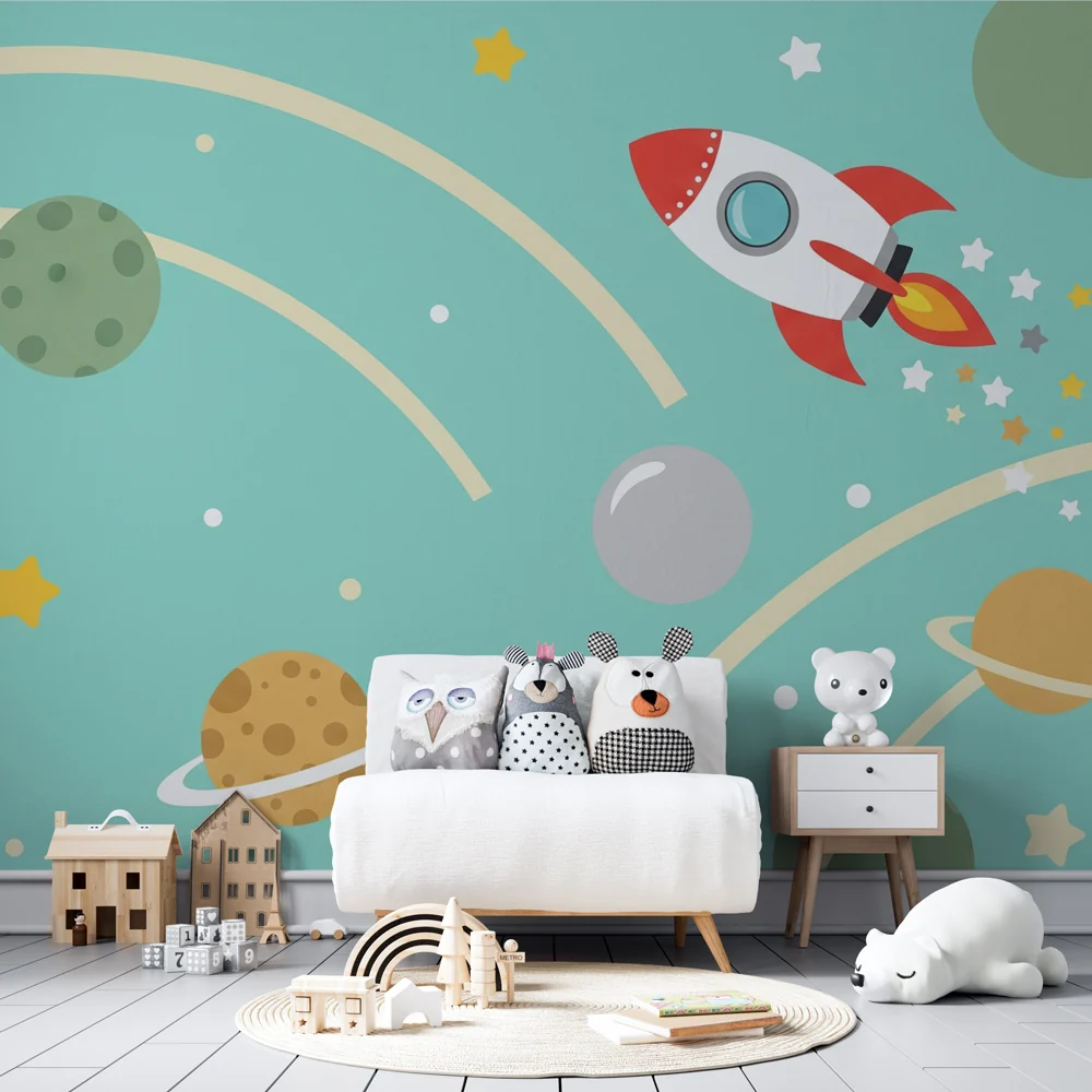 Kinderzimmer Tapete | Astronauten und Galaxien