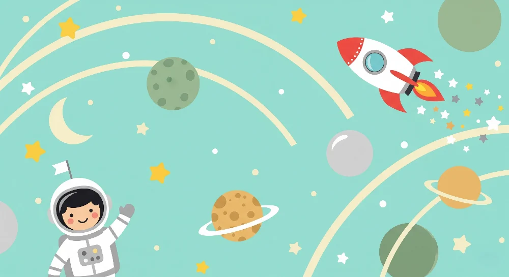 Kinderzimmer Tapete | Astronauten und Galaxien