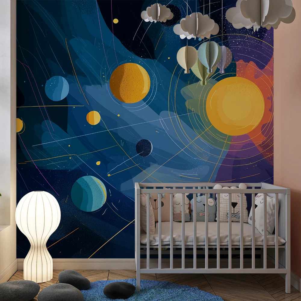 Kinderzimmer Tapete | Bunte Galaxie-Muster