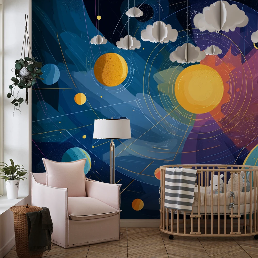 Kinderzimmer Tapete | Bunte Galaxie-Muster