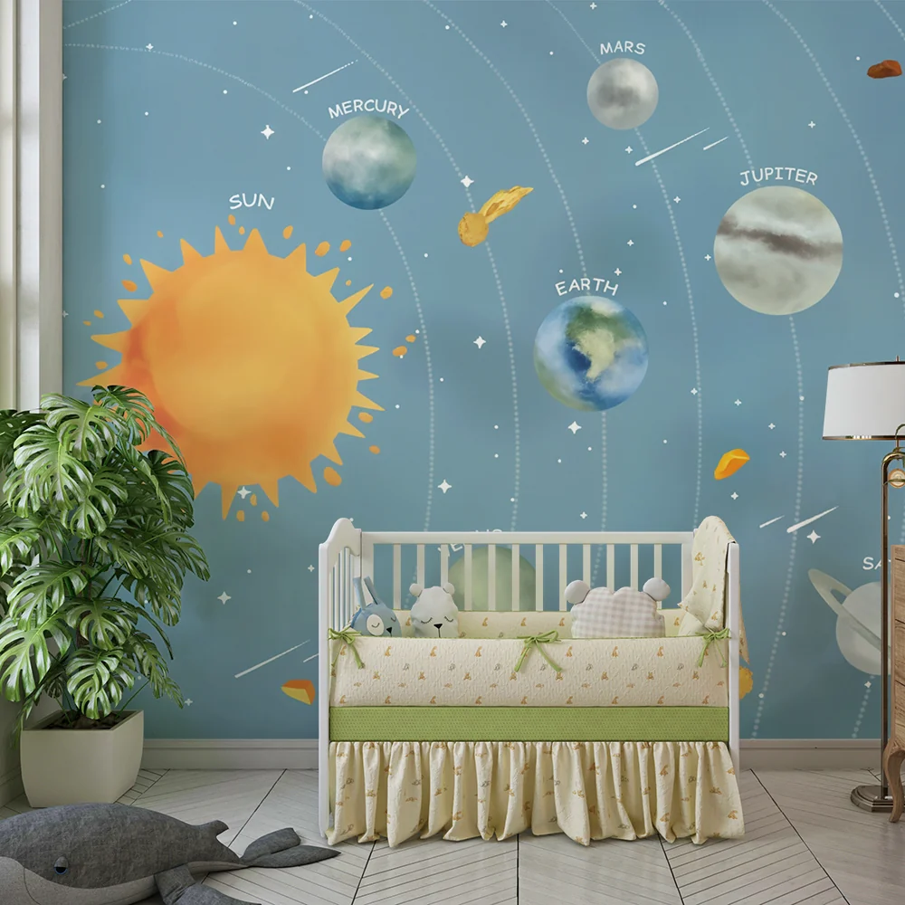 Kinderzimmer Tapete | Bunte Sonnensystem