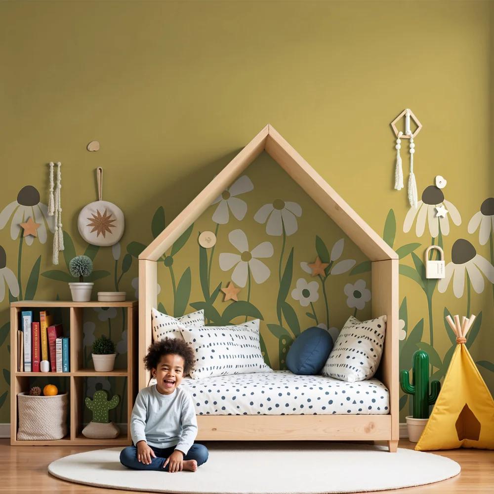 Kinderzimmer Tapete | Feld von zarten Blumen