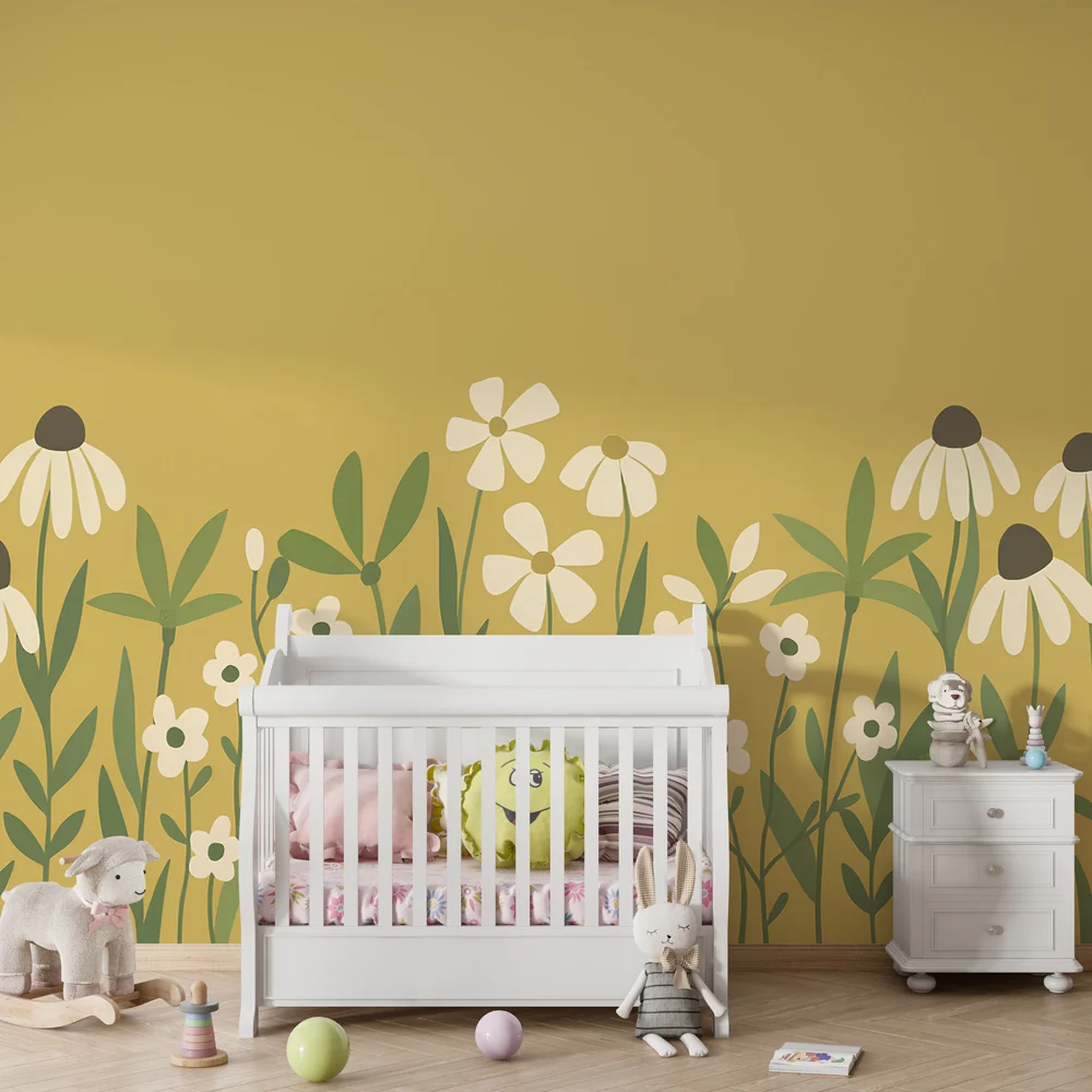 Kinderzimmer Tapete | Feld von zarten Blumen