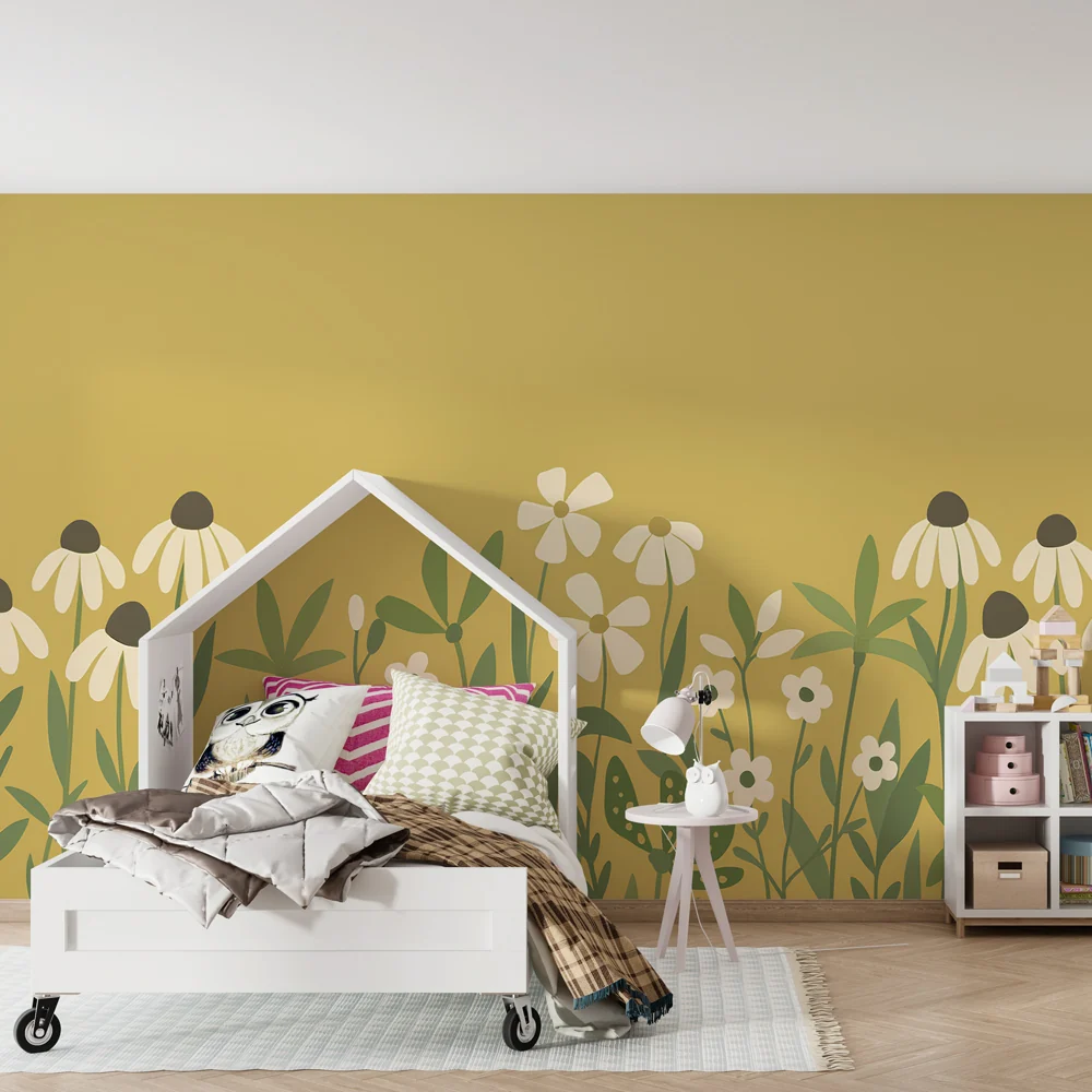 Kinderzimmer Tapete | Feld von zarten Blumen