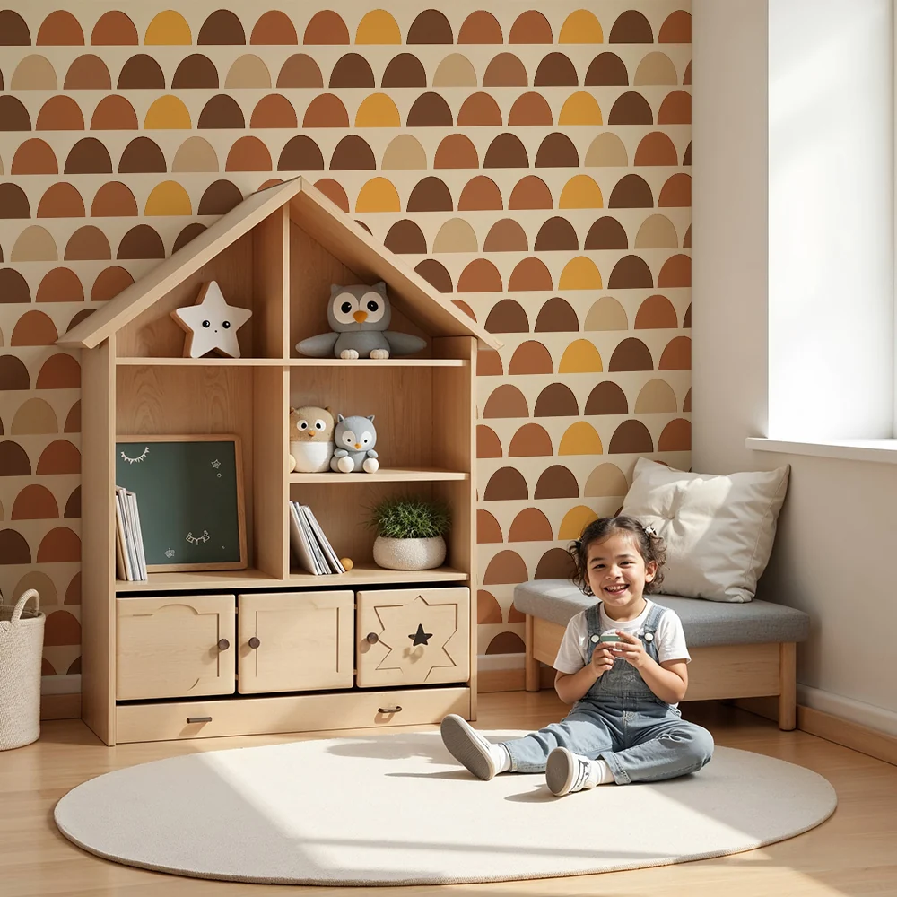Kinderzimmer Tapete | Gebogenes geometrisches Muster