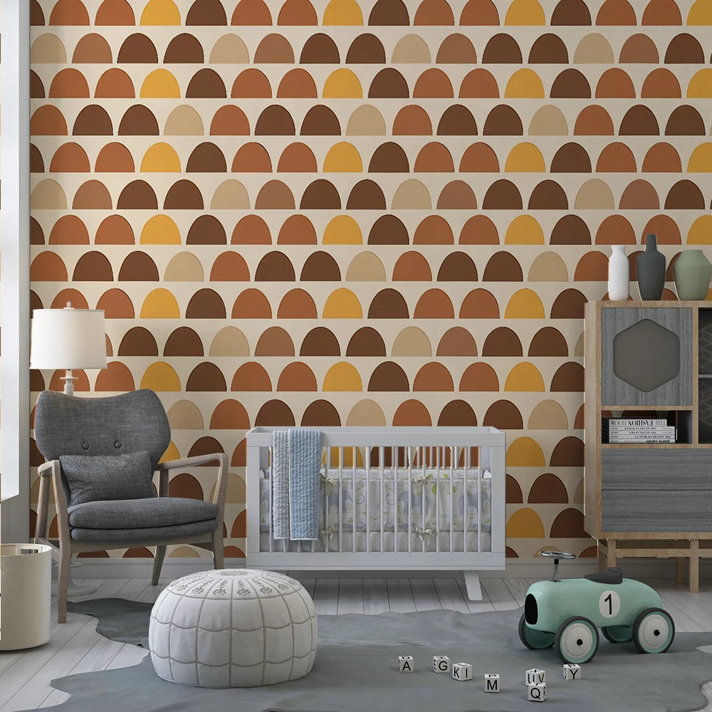 Kinderzimmer Tapete | Gebogenes geometrisches Muster