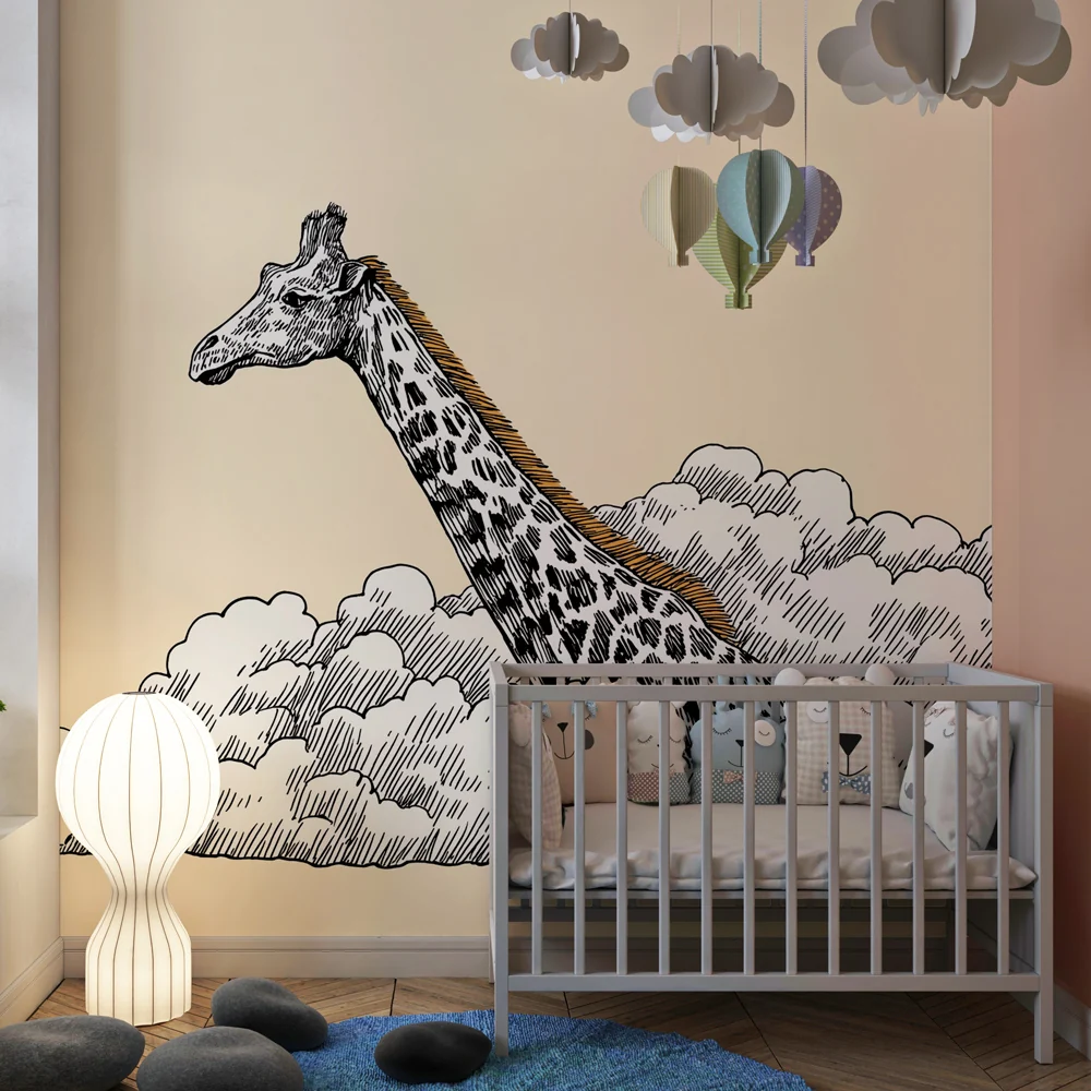 Kinderzimmer Tapete | Giraffe den Wolken